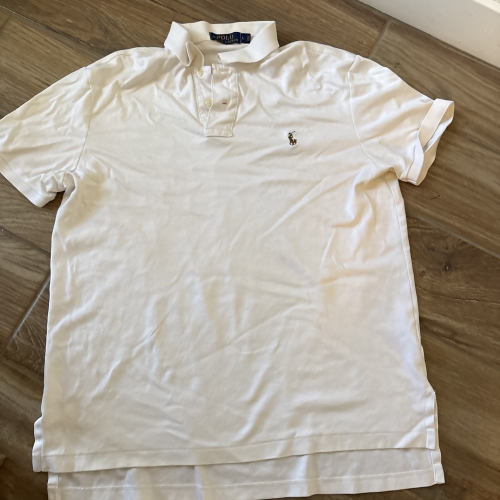 Polo Ralph Lauren Mens Short Sleeve Cotton Polo Shirt White Size L
